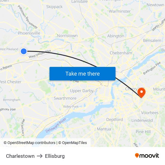 Charlestown to Ellisburg map