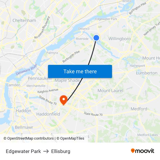 Edgewater Park to Ellisburg map