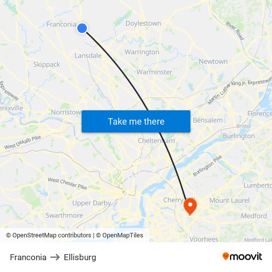 Franconia to Ellisburg map