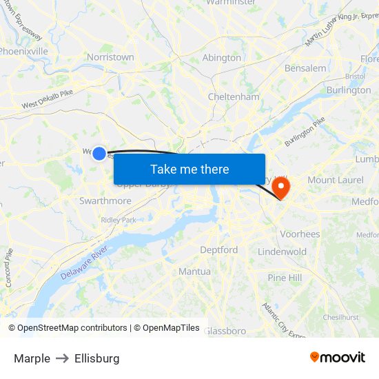Marple to Ellisburg map