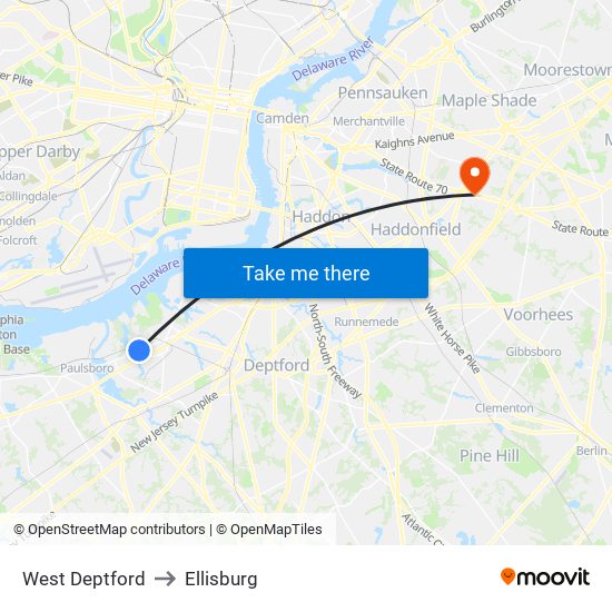 West Deptford to Ellisburg map