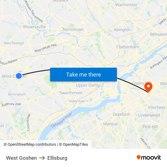 West Goshen to Ellisburg map