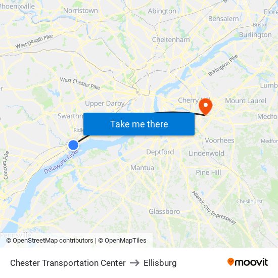 Chester Transportation Center to Ellisburg map