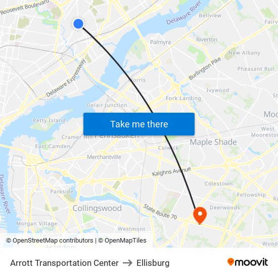 Arrott Transportation Center to Ellisburg map