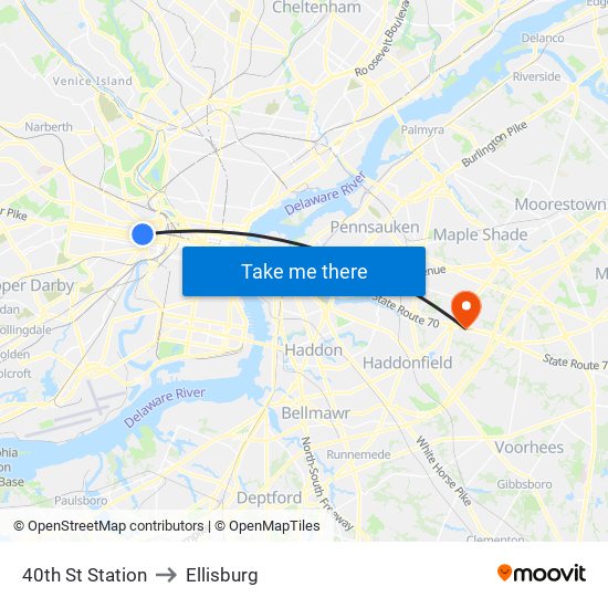 40th St Station to Ellisburg map