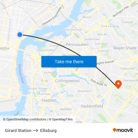 Girard Station to Ellisburg map