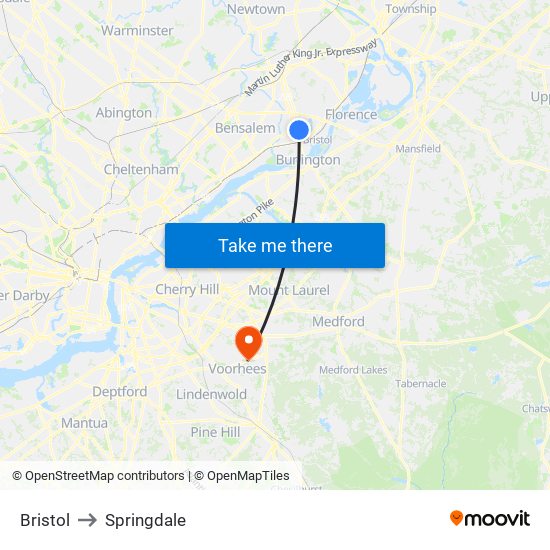 Bristol to Springdale map