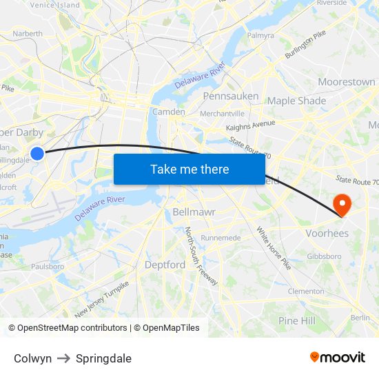 Colwyn to Springdale map