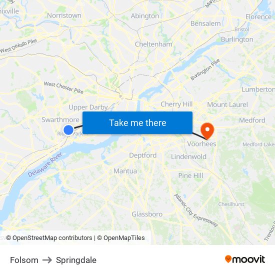 Folsom to Springdale map