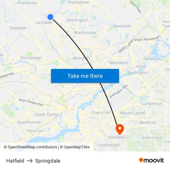 Hatfield to Springdale map
