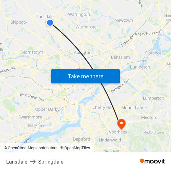 Lansdale to Springdale map