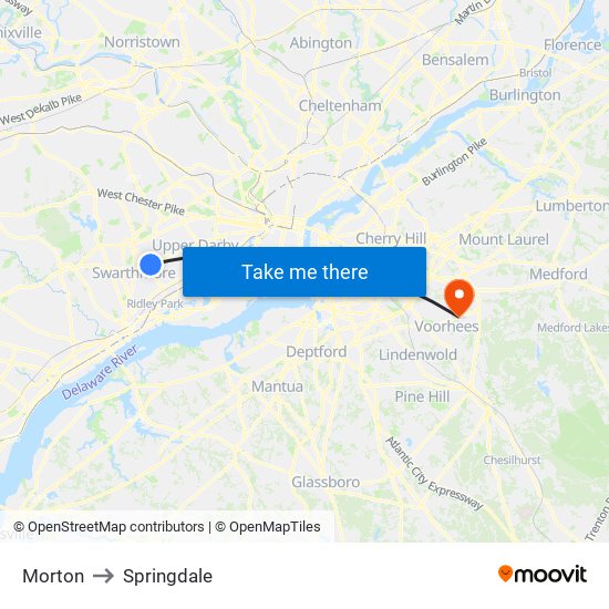 Morton to Springdale map