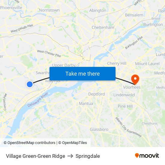 Village Green-Green Ridge to Springdale map