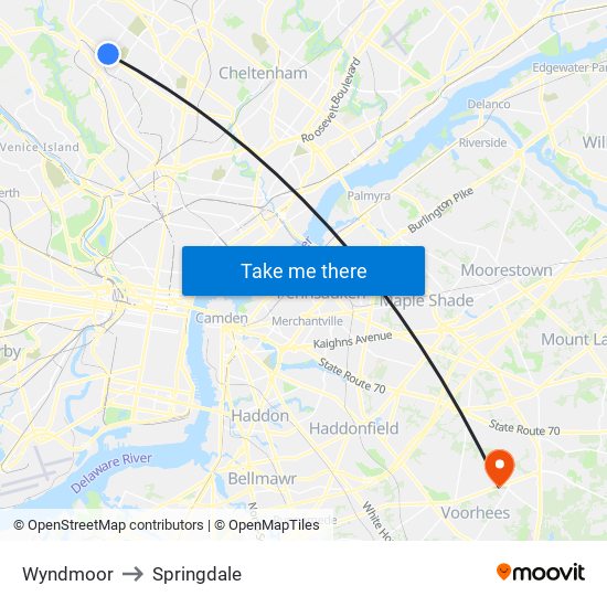 Wyndmoor to Springdale map
