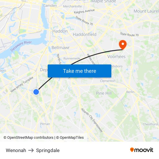 Wenonah to Springdale map