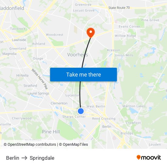 Berlin to Springdale map