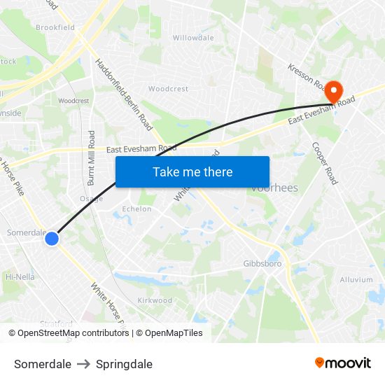 Somerdale to Springdale map