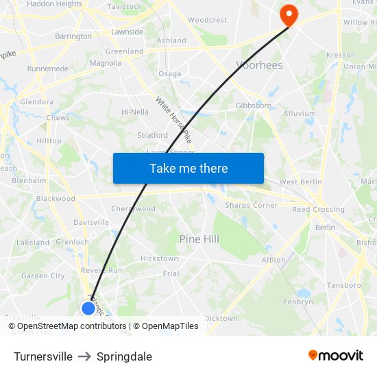 Turnersville to Springdale map