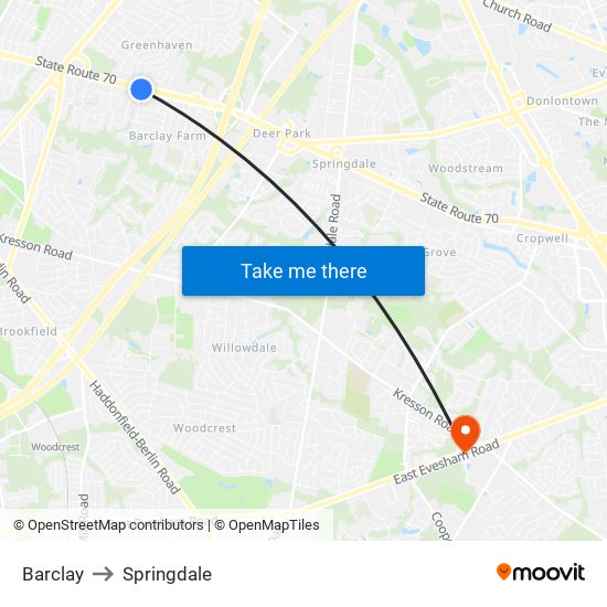 Barclay to Springdale map