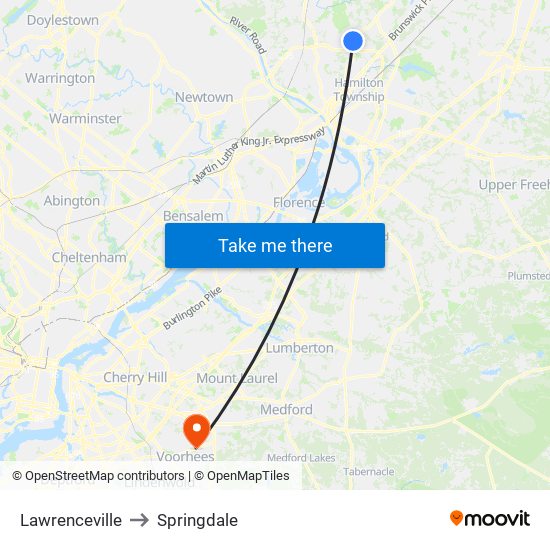 Lawrenceville to Springdale map