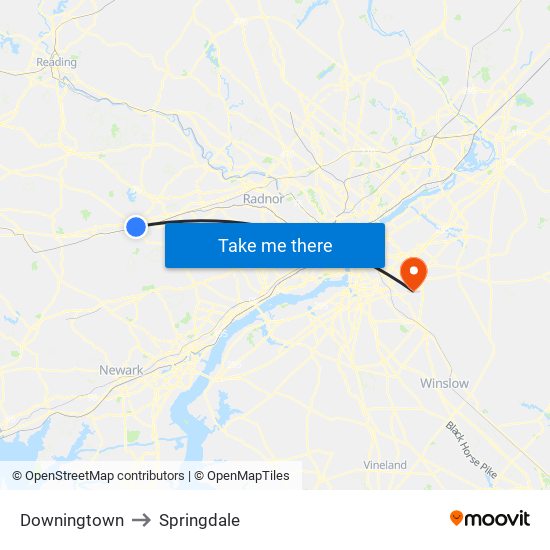 Downingtown to Springdale map