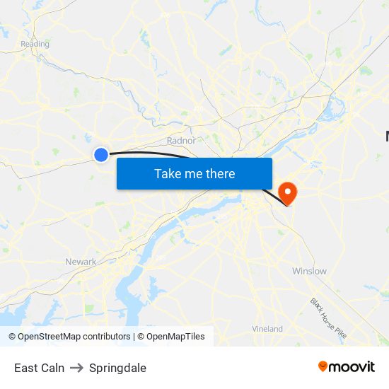 East Caln to Springdale map