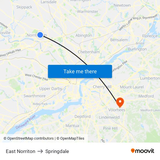 East Norriton to Springdale map