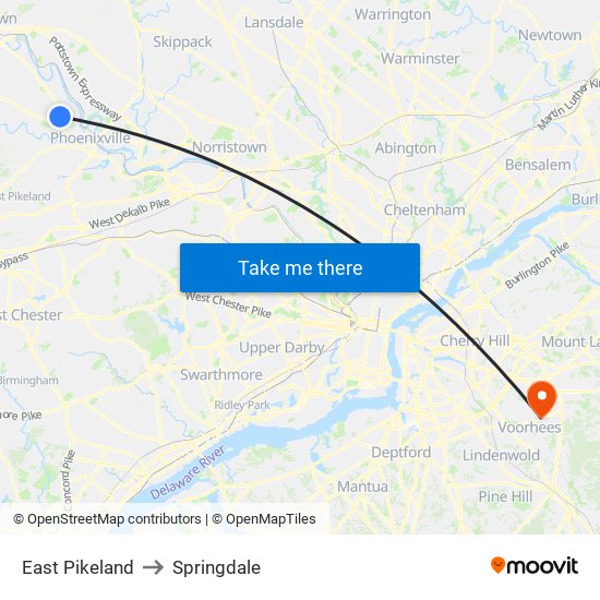 East Pikeland to Springdale map