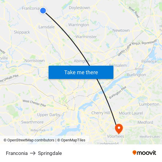 Franconia to Springdale map