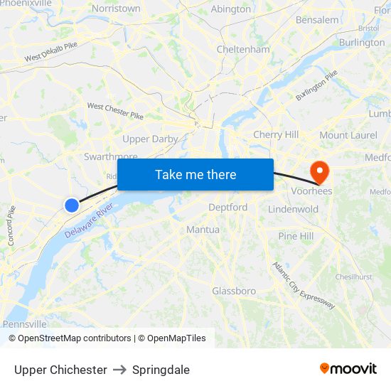 Upper Chichester to Springdale map