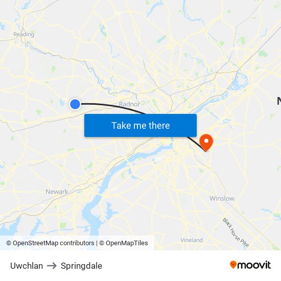 Uwchlan to Springdale map