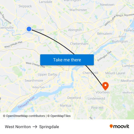 West Norriton to Springdale map