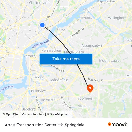 Arrott Transportation Center to Springdale map