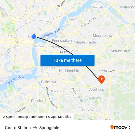 Girard Station to Springdale map