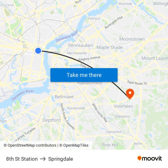 8th St Station to Springdale map