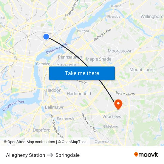 Allegheny Station to Springdale map