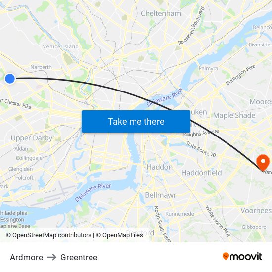 Ardmore to Greentree map