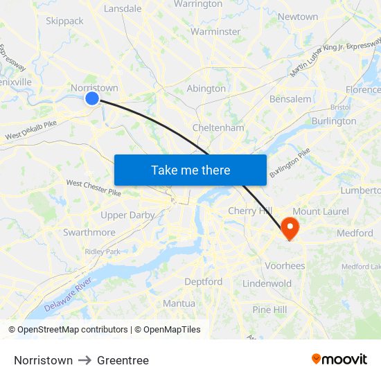 Norristown to Greentree map