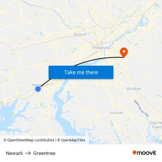 Newark to Greentree map