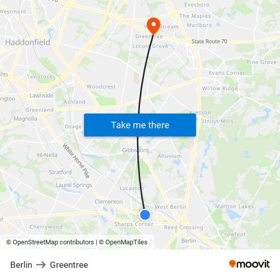 Berlin to Greentree map