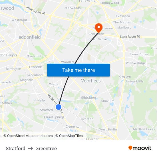 Stratford to Greentree map