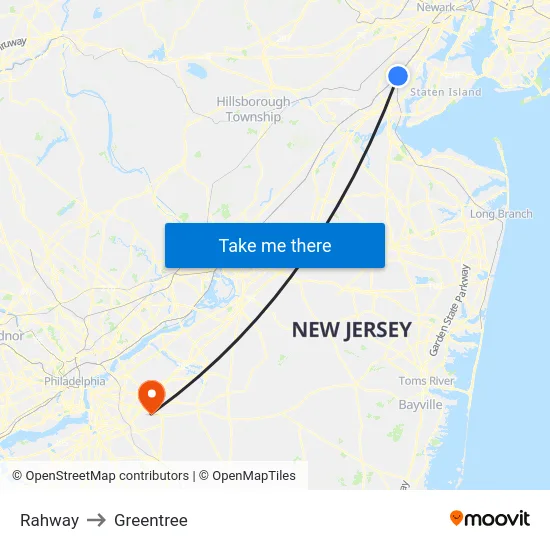Rahway to Greentree map