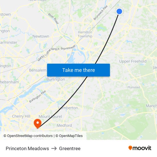 Princeton Meadows to Greentree map