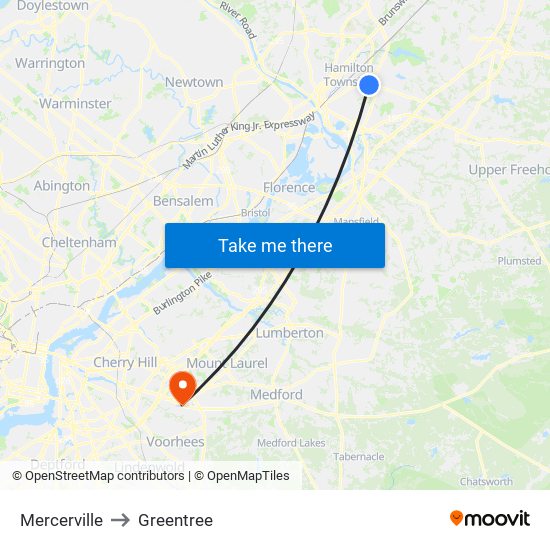 Mercerville to Greentree map