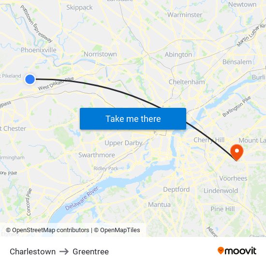 Charlestown to Greentree map