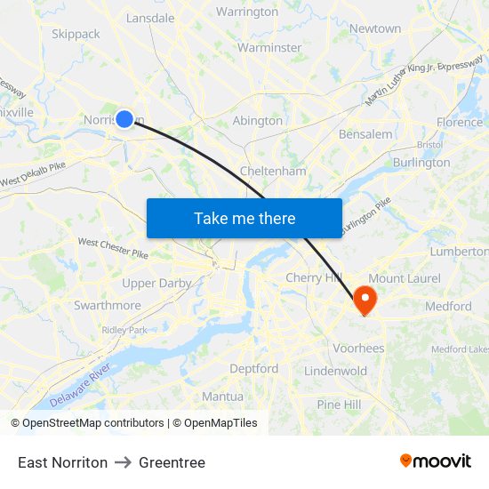 East Norriton to Greentree map