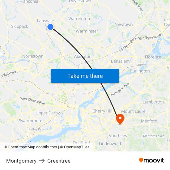 Montgomery to Greentree map