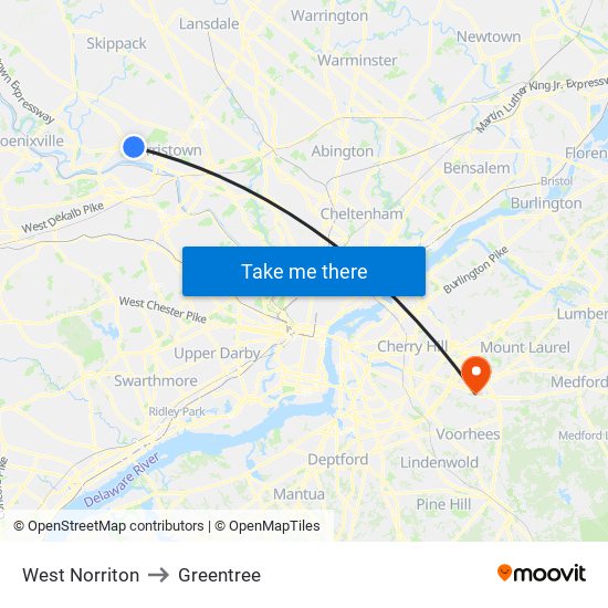 West Norriton to Greentree map