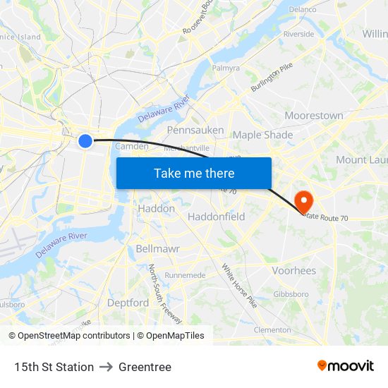 15th St Station to Greentree map