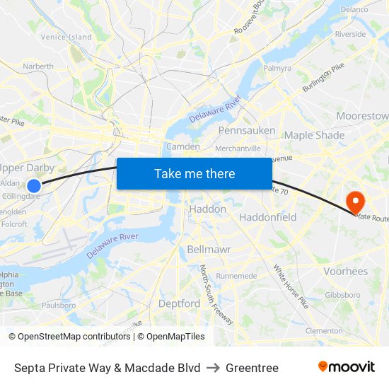 Septa Private Way & Macdade Blvd to Greentree map